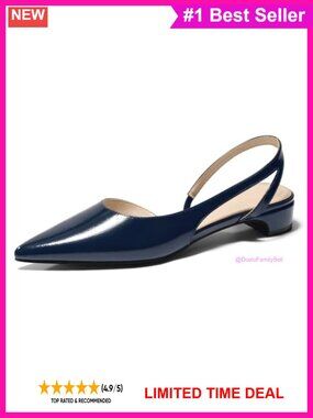 Women's Slingback Chunky Low Heel Pumps D'Orsay Faux Leather Work Shoes